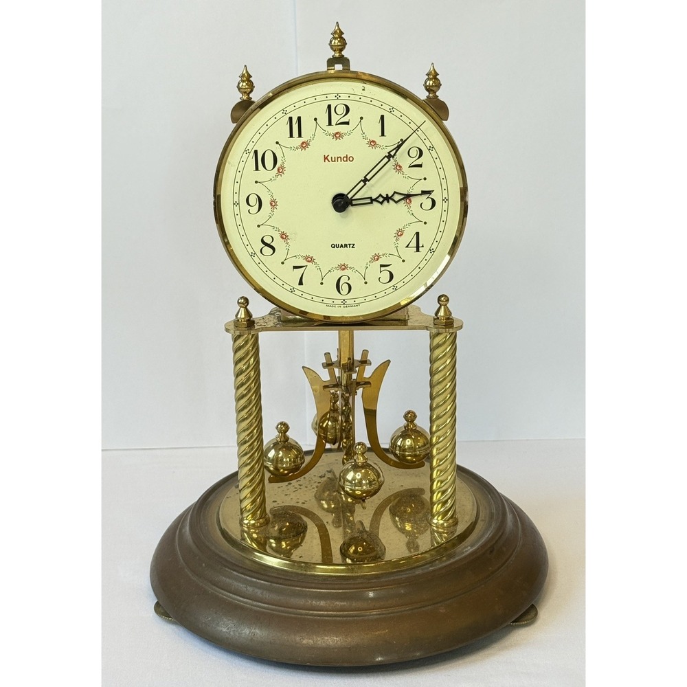 Vintage KUNDO 400 Day Anniversary Clock Henry Coehler W Germany W/Dome REPAIR